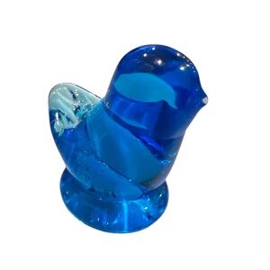 Vintage Ron Trumbull Glass Blue baby Bird of Happiness Figurine 1980’s U…